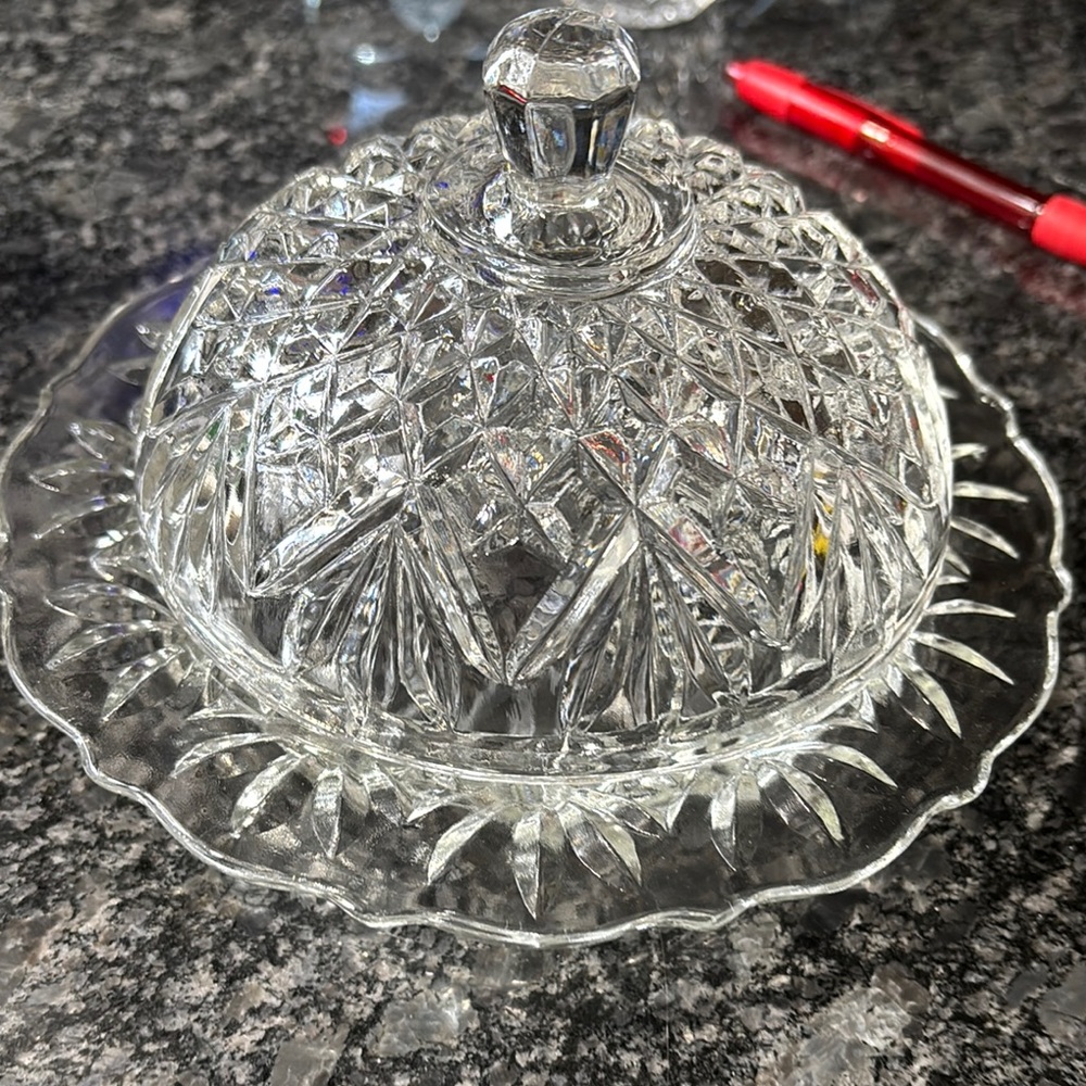 Anchor Hocking VTG Crystal Glass Butter Dish